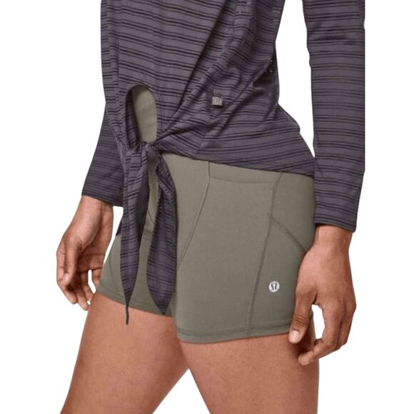 LULULEMON ATHLETICA Tie Your Practice Long Sleeve 'Stripe' Size 8 - Picture 1 of 6